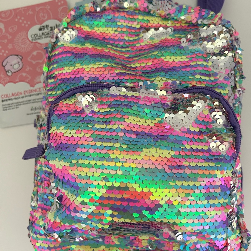 NWT Cat and Jack Sequined Backpack with Adjustable Straps and large front pocket - Picture 13 of 14